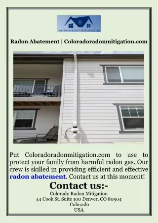 Radon Abatement  Coloradoradonmitigation.com