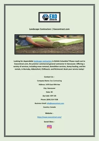 Landscape Contractors | Exocontract.com