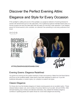 Discover the Perfect Evening Attire_ Elegance and Style for Every Occasion