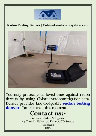 Radon Testing Denver  Coloradoradonmitigation.com
