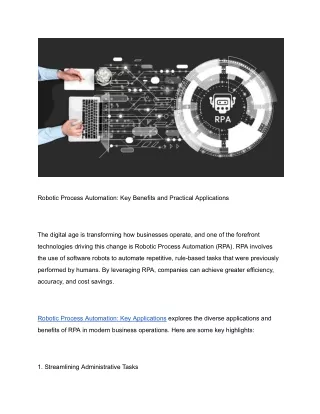 Robotic Process Automation: Key Benefits and Practical Applications