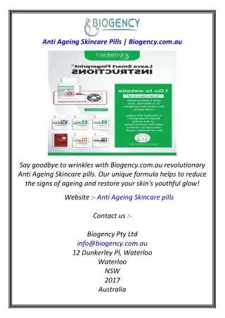 Anti Ageing Skincare Pills  Biogency.com.au