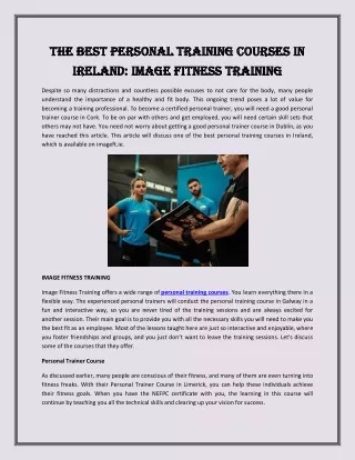 The Best Personal Training Courses in Ireland