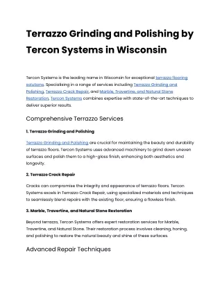 Terrazzo Grinding and Polishing by Tercon Systems in Wisconsin (1)