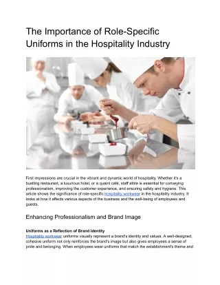 The Importance of Role-Specific Uniforms in the Hospitality Industry
