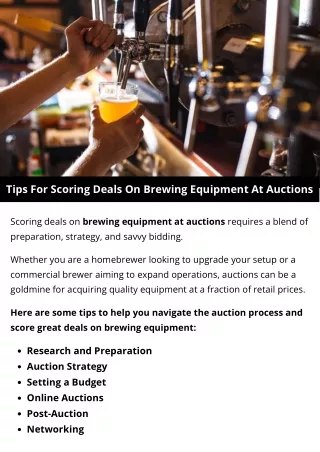 Tips For Scoring Deals On Brewing Equipment At Auctions