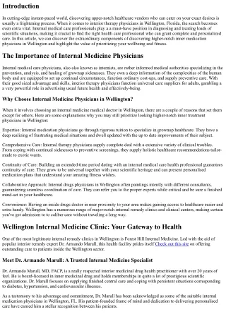 Finding Top-notch Internal Medicine Physicians in Wellington: Your Health is Our