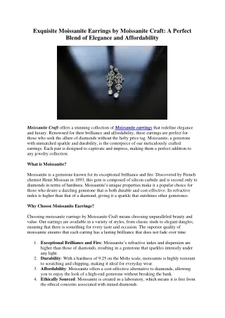 Exquisite Moissanite Earrings by Moissanite Craft: A Perfect Blend of Elegance a