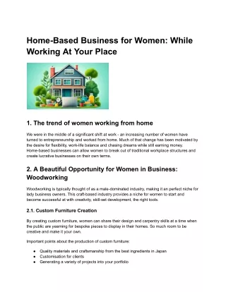 Home-Based Business for Women- While Working At Your Place