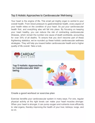 Top 5 Holistic Approaches to Cardiovascular Well-being