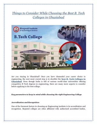 Things to Consider While Choosing the Best B. Tech Colleges in Ghaziabad