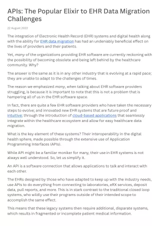 APIs The Popular Elixir to EHR Data Migration Challenges