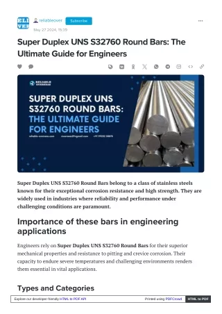 Super Duplex UNS S32760 Round Bars The Ultimate Guide for Engineers
