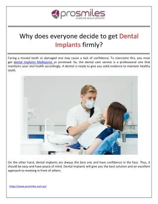 Why does everyone decide to get Dental Implants firmly