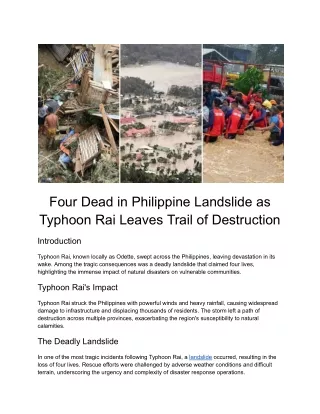 Four Dead in Philippine Landslide as Typhoon Rai Leaves Trail of Destruction