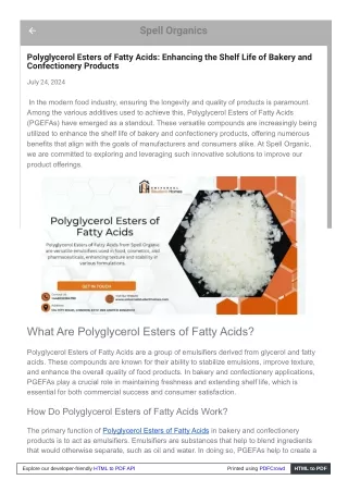 Maximizing the Benefits of Polyglycerol Esters of Fatty Acids in Modern baking