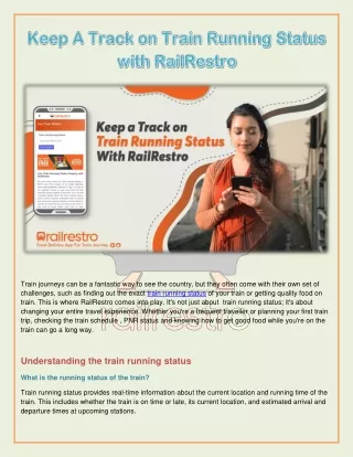 Keep A Track on Train Running Status with RailRestro