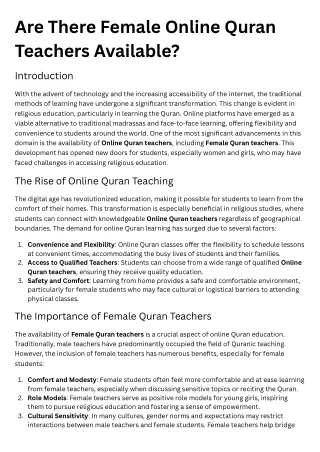 Are There Female Online Quran Teachers Available