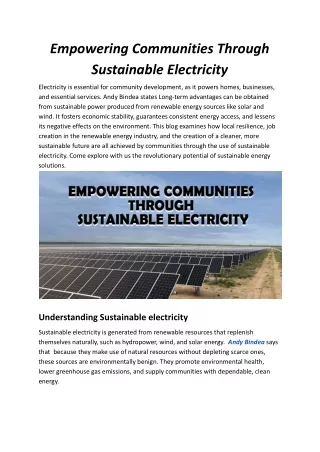 Sustainable Electricity for Community Empowerment