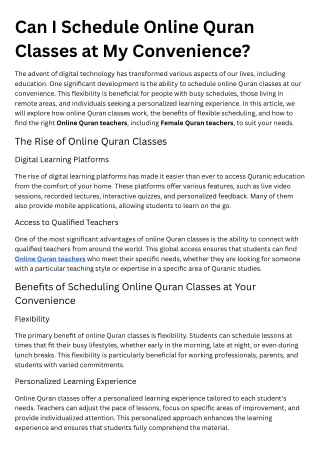 Can I Schedule Online Quran Classes at My Convenience