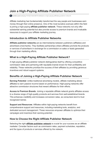 Join a High-Paying Affiliate Publisher Network