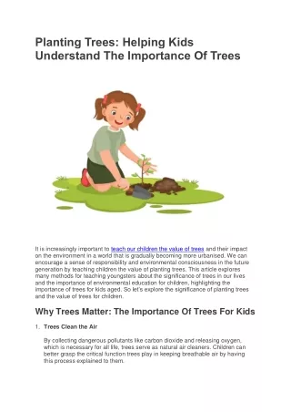 Planting Trees: Helping Kids Understand The Importance Of Trees