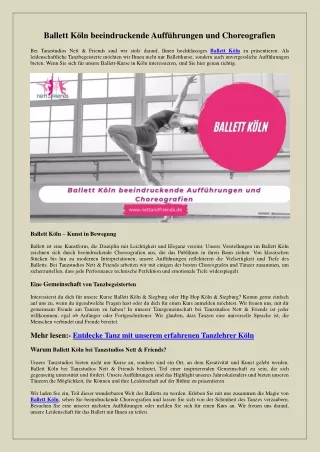 Faszinierendes Ballett in Köln entdecken