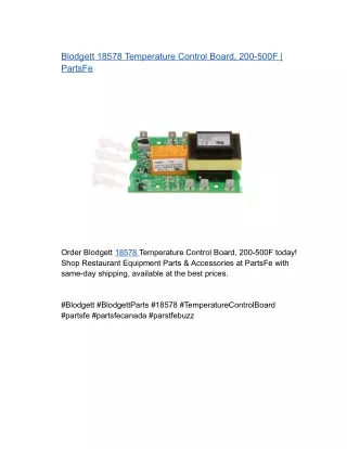 Blodgett 18578 Temperature Control Board, 200-500F _ PartsFe