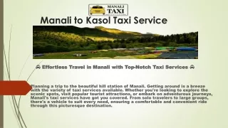 Manali to Kasol Taxi Service1