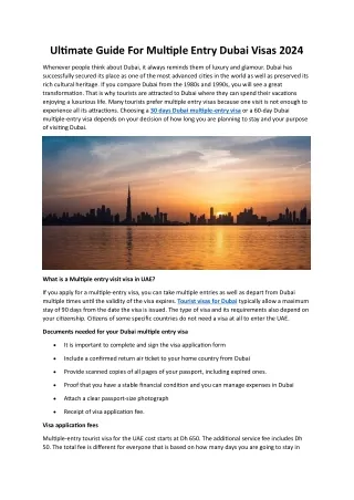 Ultimate Guide For Multiple Entry Dubai Visas 2024