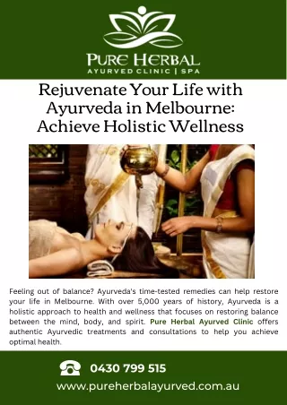 Rejuvenate Your Life with Ayurveda in Melbourne Achieve Holistic Wellness