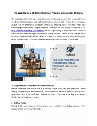 The Essential Role of Oilfield Chemical Products in Extraction Efficiency