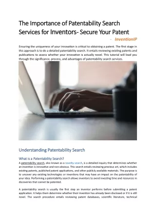 The Importance of Patentability Search Services for Inventors