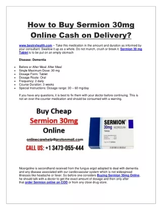 How to Buy Sermion 30mg Online Cash on Delivery
