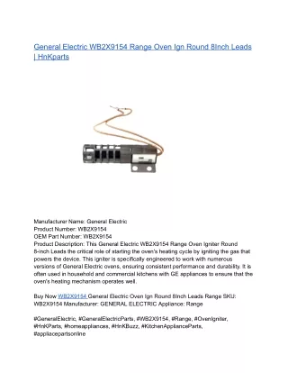 General Electric WB2X9154 Range Oven Ign Round 8Inch Leads _ HnKparts
