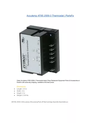 Accutemp AT0E-2559-3 Thermostat  PartsFe