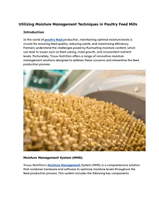 Utilizing Moisture Management Techniques in Poultry Feed Mills