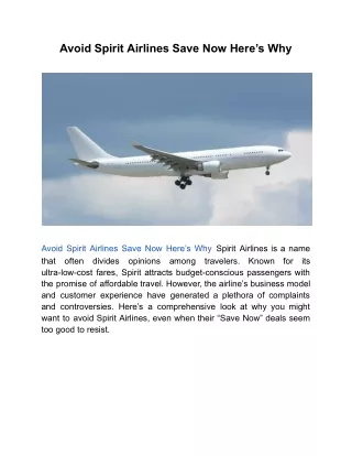 Avoid Spirit Airlines Save Now Here’s Why
