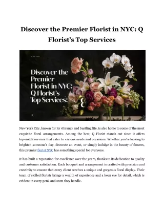 Discover the Premier Florist in NYC_ Q Florist’s Top Services