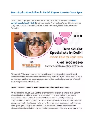 Best Squint Specialists in Delhi