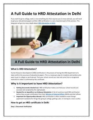 A Full Guide to HRD Attestation in Delhi