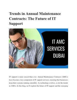 Trends in Annual Maintenance Contracts: The Future of IT Support