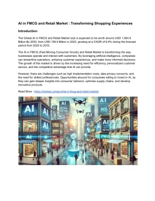 AI in FMCG and Retail Market: Transforming Retail with Predictive Analytics