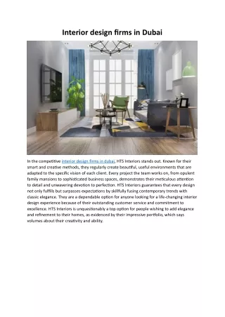 Interior design firms in Dubai
