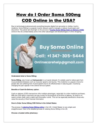 How do I Order Soma 500mg COD Online in the USA?