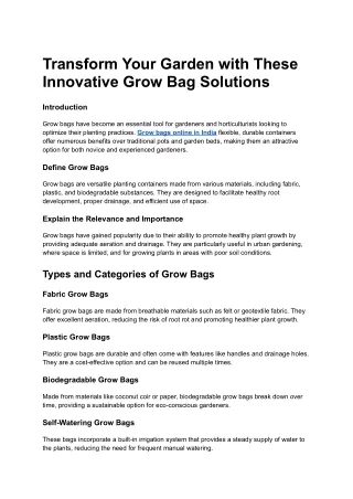 Transform Your Garden with These Innovative Grow Bag Solutions