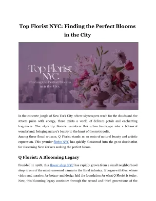 Top Florist NYC_ Finding the Perfect Blooms in the City