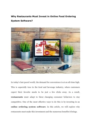 Why Restaurants Must Invest in Online Food Ordering System Software?