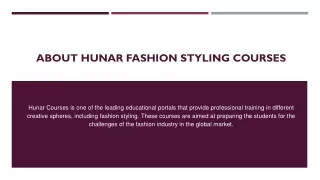 About Hunar Fashion Styling Courses