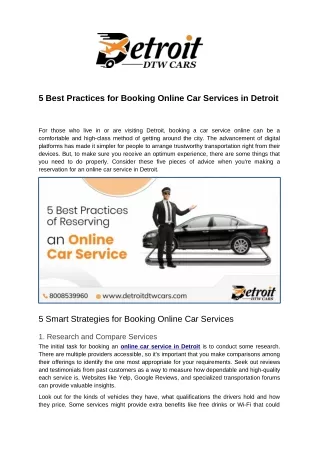 5 Best Practices for Booking Online Car Services in Detroit